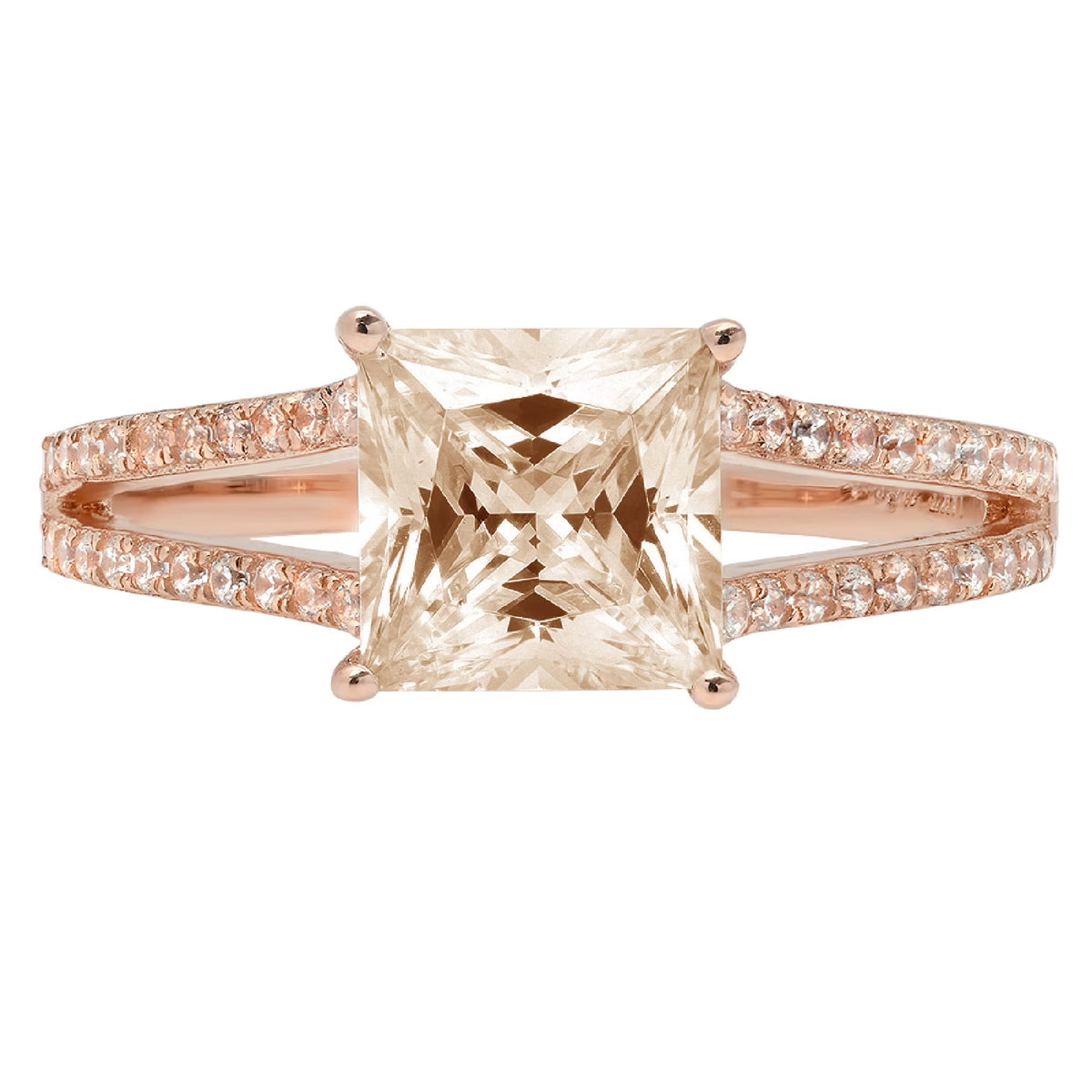 18k Pink Rose Gold Princess Cut Simulated Diamond Ring F967201