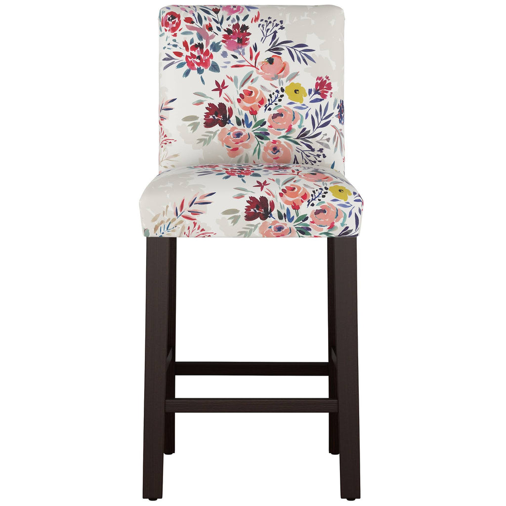 Multi Floral Bar Stool with Espresso Legs H1070