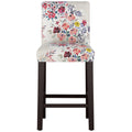 Multi Floral Bar Stool with Espresso Legs H1070