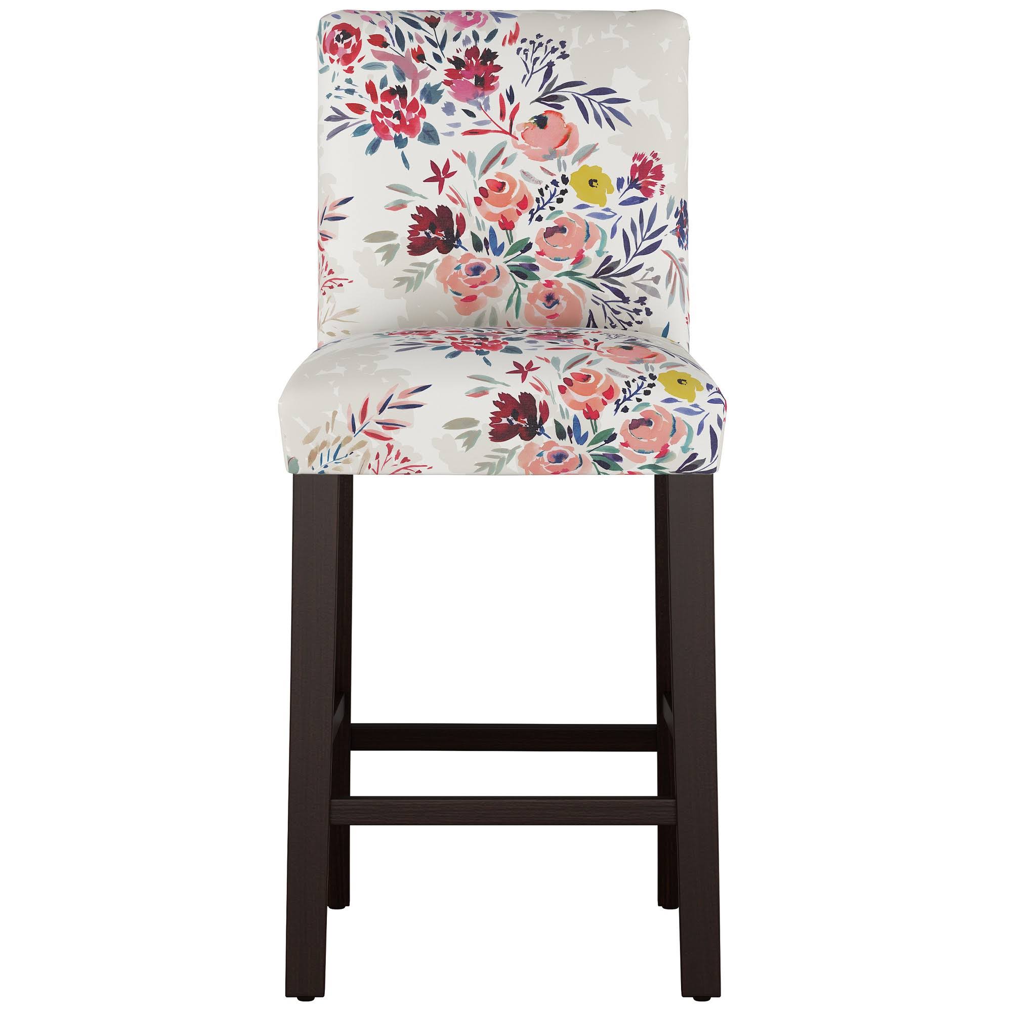 Multi Floral Bar Stool with Espresso Legs H1070