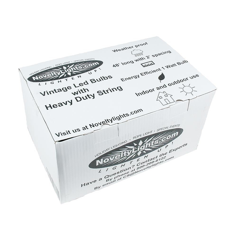 48' Warm White LED Filament S14 Outdoor String Lights, 24 Sockets Z74237
