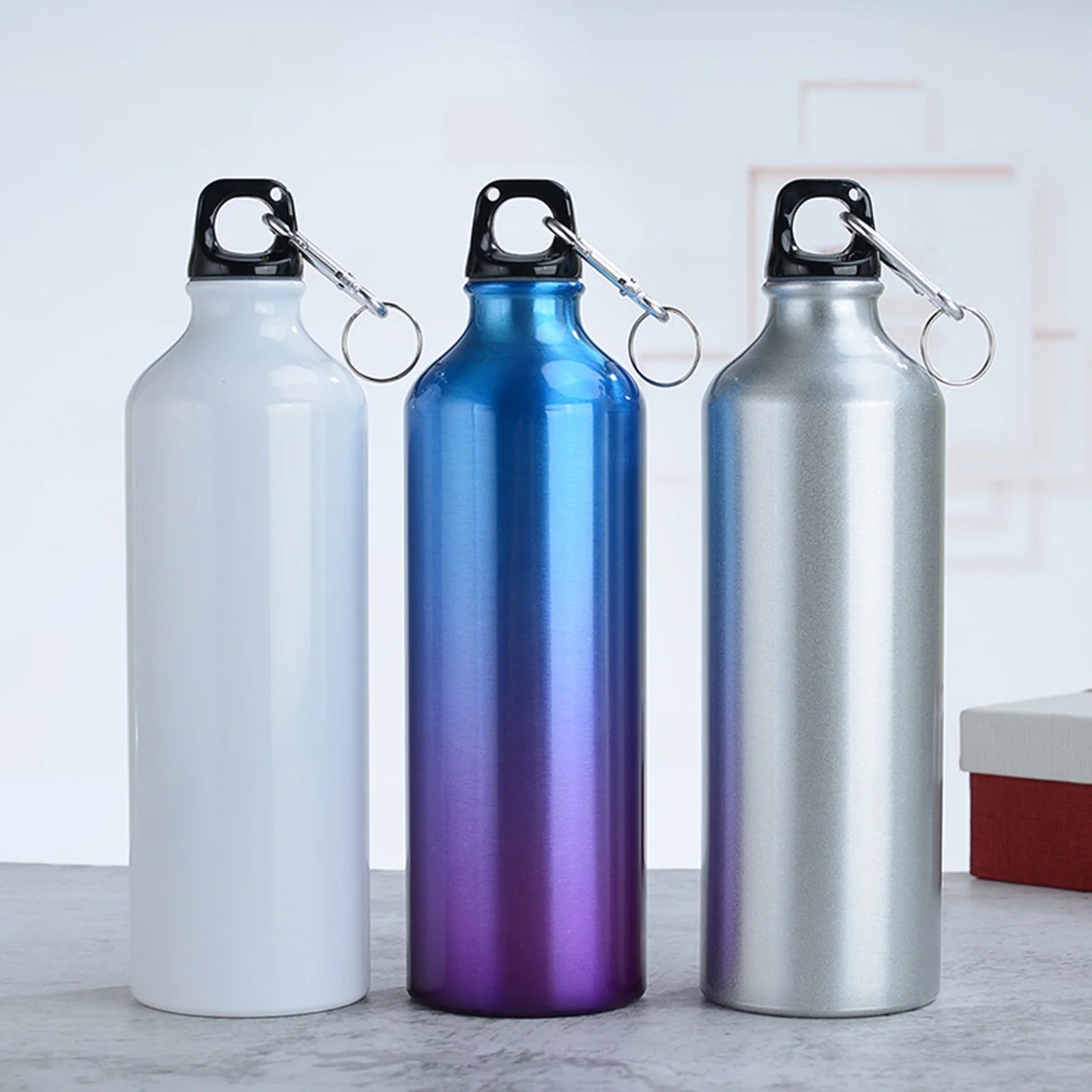 750Ml Portable Aluminum Bottle With Carabiner M847271