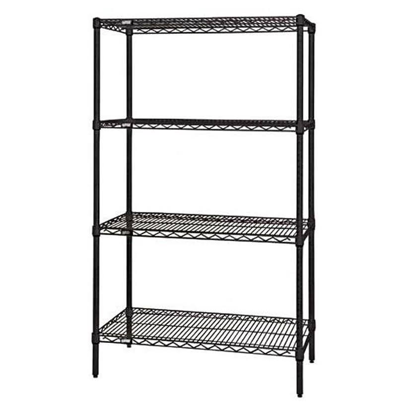 Black 4-Shelf Wire Shelving Starter Unit I38494