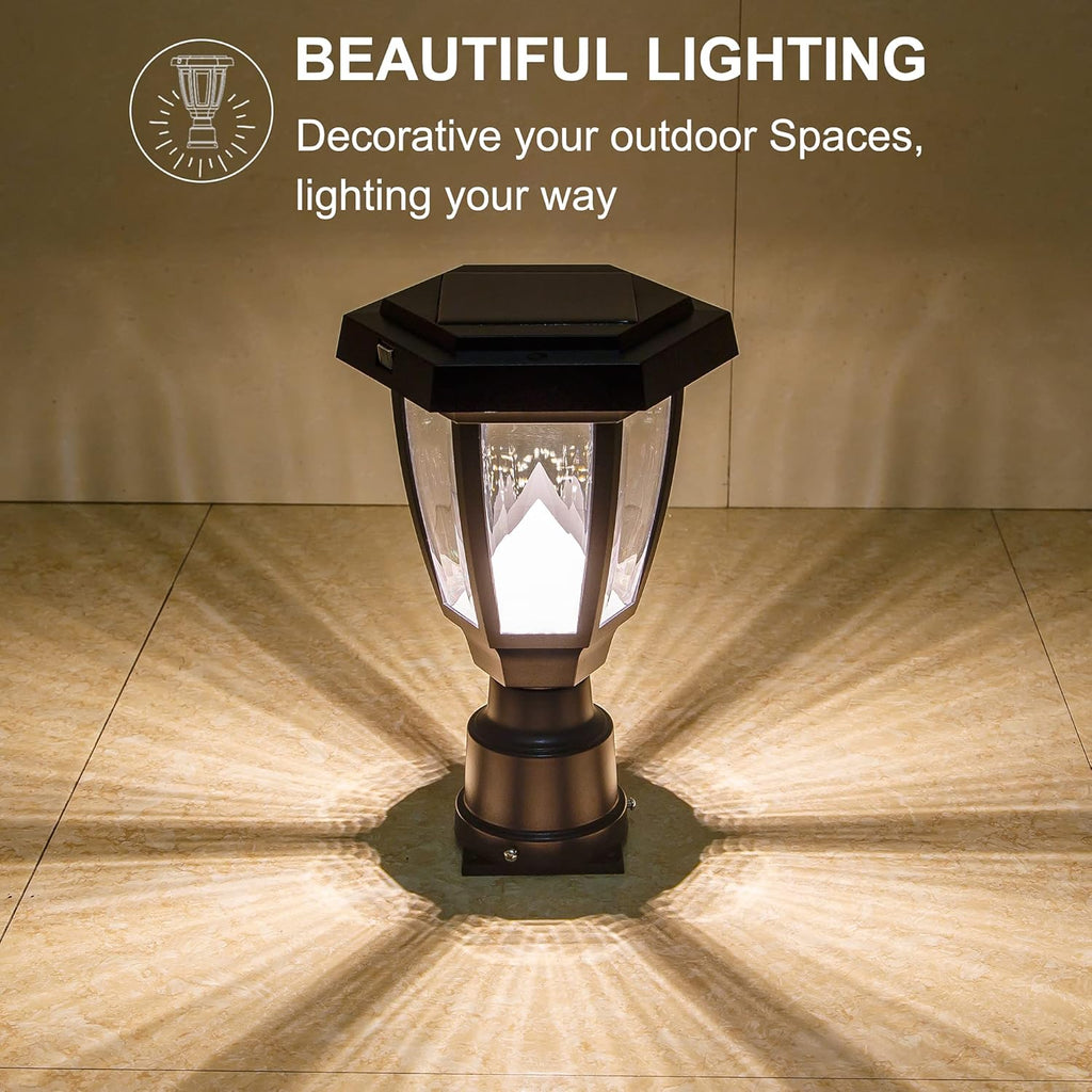 Black Plastic LED Outdoor Post Light Lantern Z498898