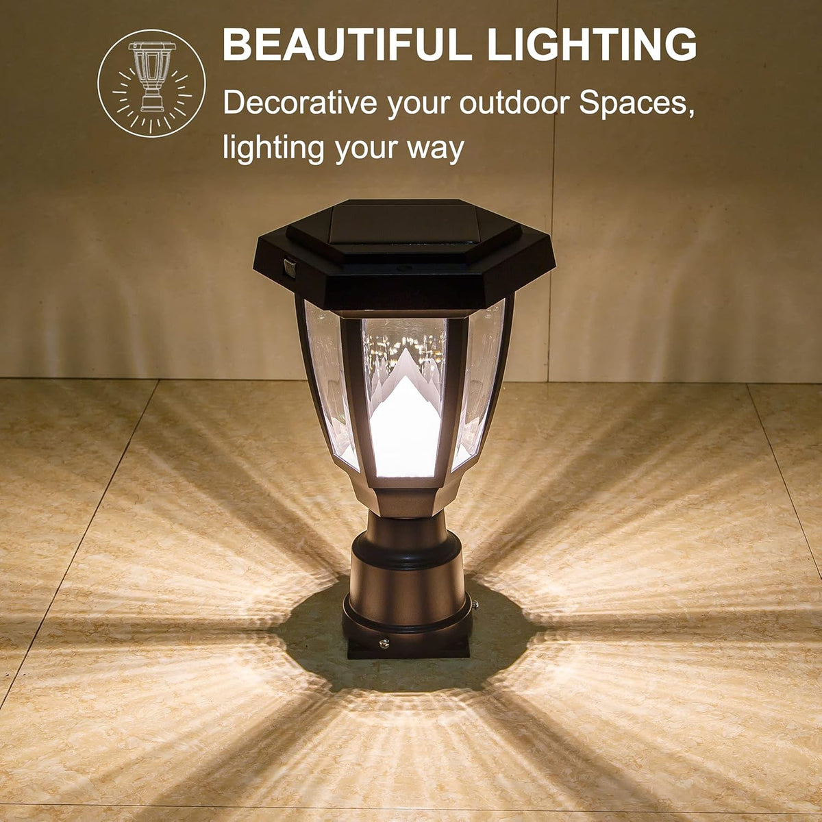 Black Plastic LED Outdoor Post Light Lantern Z498898