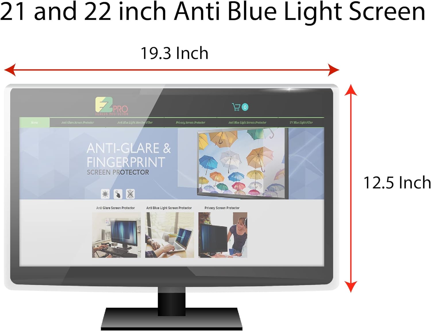 Anti Blue Light Screen Filter for 21 and 22 Inches Widescreen Desktop Monitor, Pack of 2 B48564
