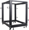 15U Open Frame Server and Network Equipment Rack with Adjustable Depth, Casters, Levelers, Cable Management D554