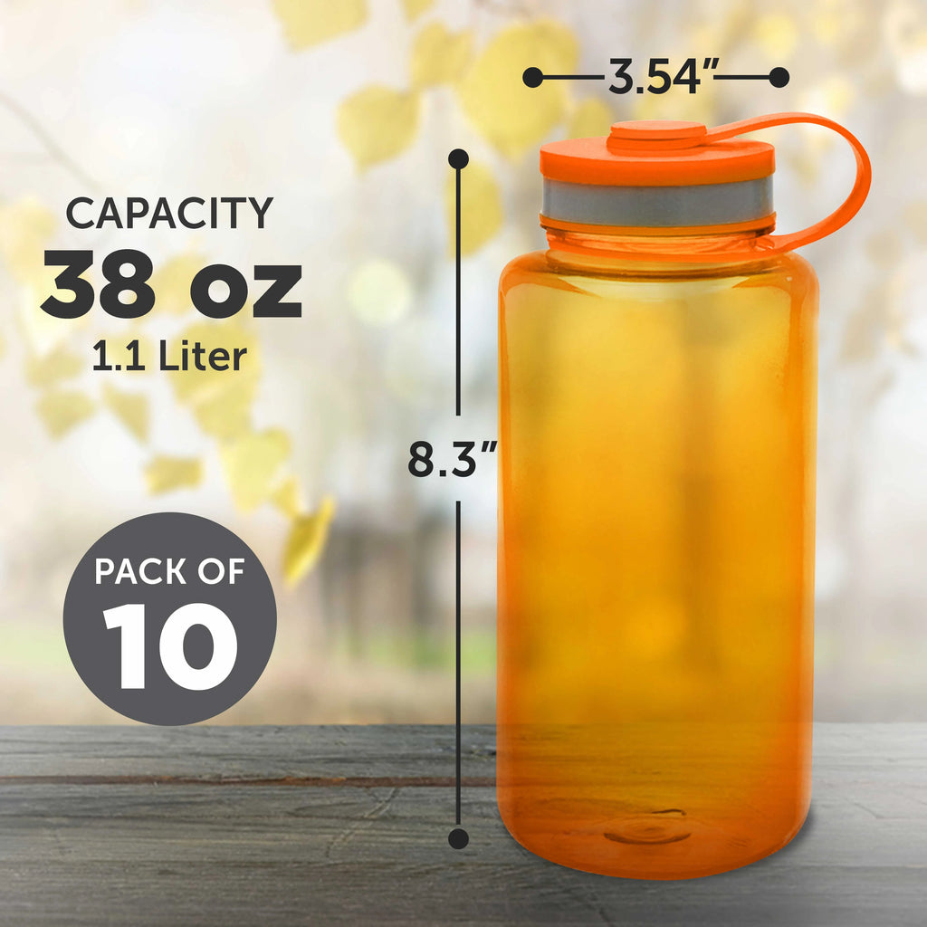 Plastic Sports Water Bottles with Flip Lid 38 oz. Set of 10 A986727