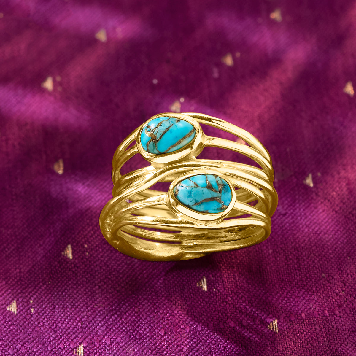 Turquoise Highway Ring in 18kt Gold Over Sterling M97599
