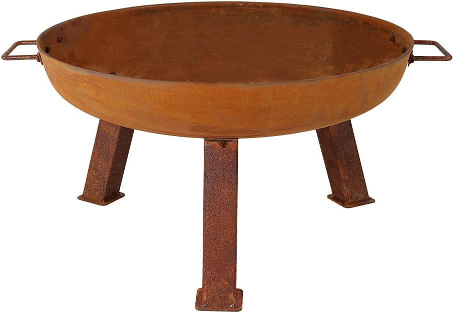 Rustic Cast Iron Fire Pit Bowl with Handles, 24-Inch Diameter D9035