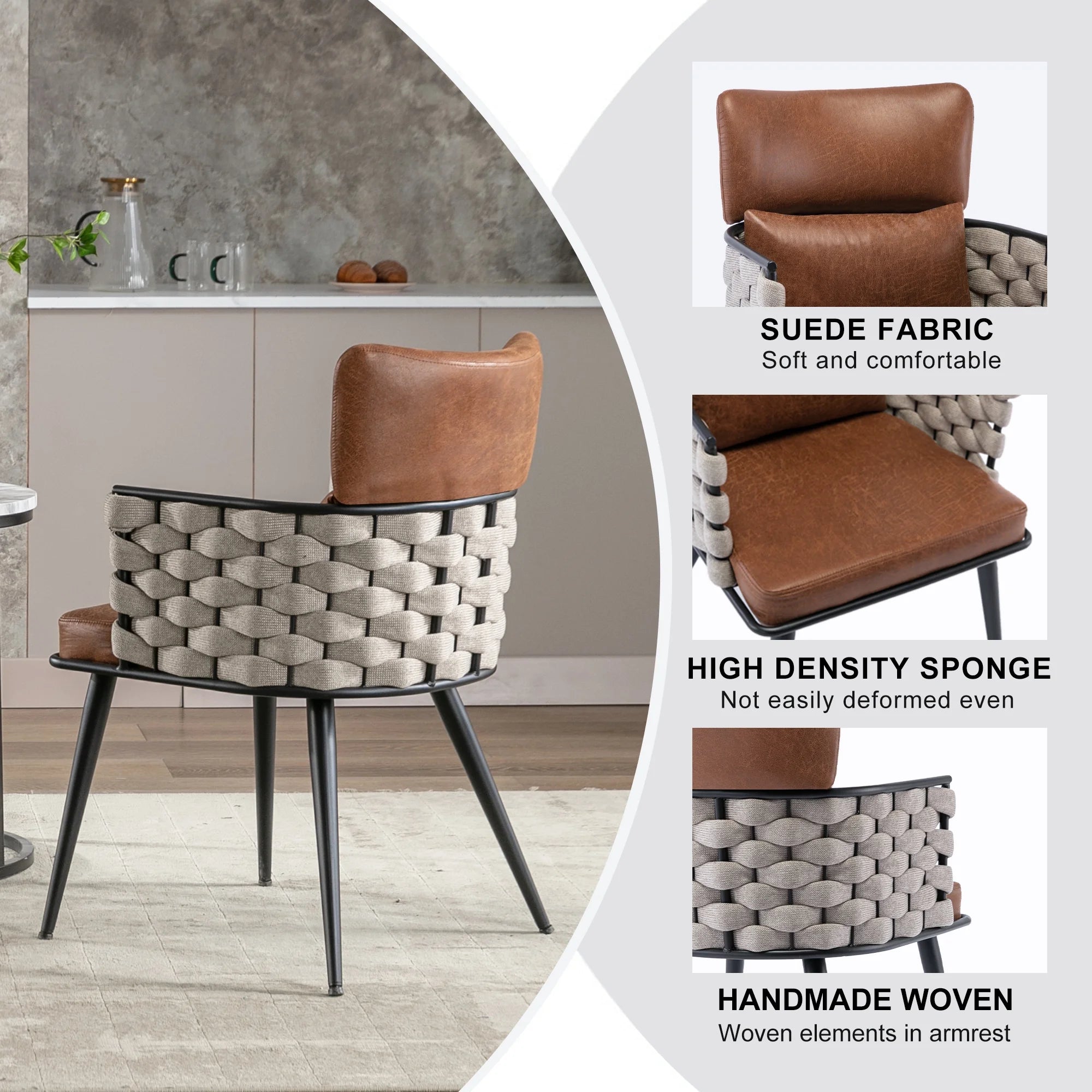 Set of 4 Faux Leather Dining Chairs with Metal Legs A5981