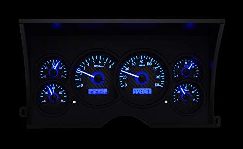 Carbon Fiber Blue Analog Dash Gauges for Chevy GMC Pickup Truck V953716