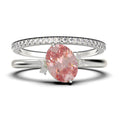 2.00 Carat Oval Morganite And Diamond Moissanite Engagement Ring in 925 Sterling Silver With 18k White Gold Plating P4489