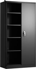 Tall Metal Storage Cabinet with Doors, Lockable 72" Steel Cabinet with 4 Adjustable Shelves (Black) D409833