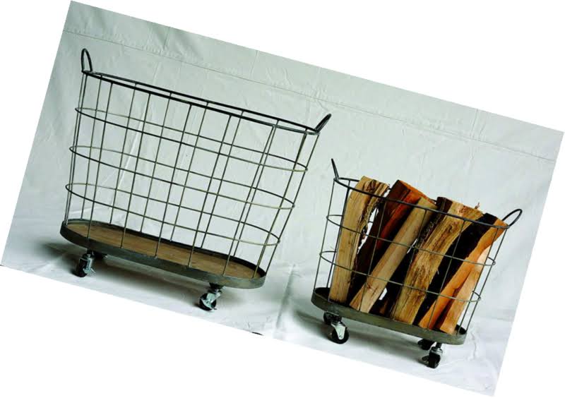 Grey Metal Rolling Laundry Baskets, Set of 2 J30800
