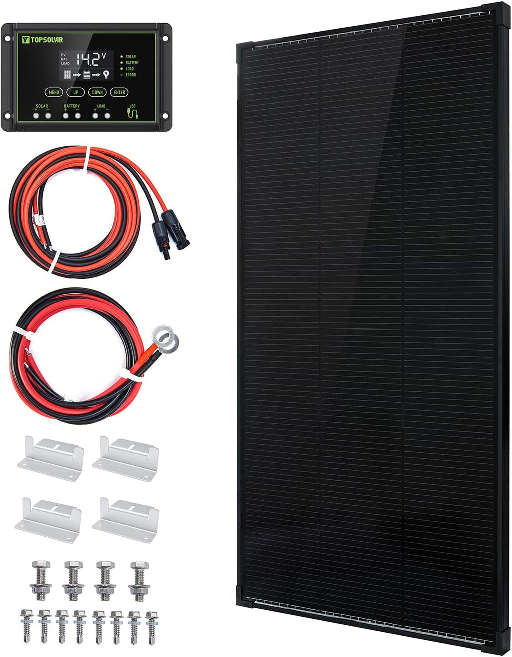 100 Watt 12 Volt Monocrystalline Solar Panel Kit with 20A Charge Controller Y472