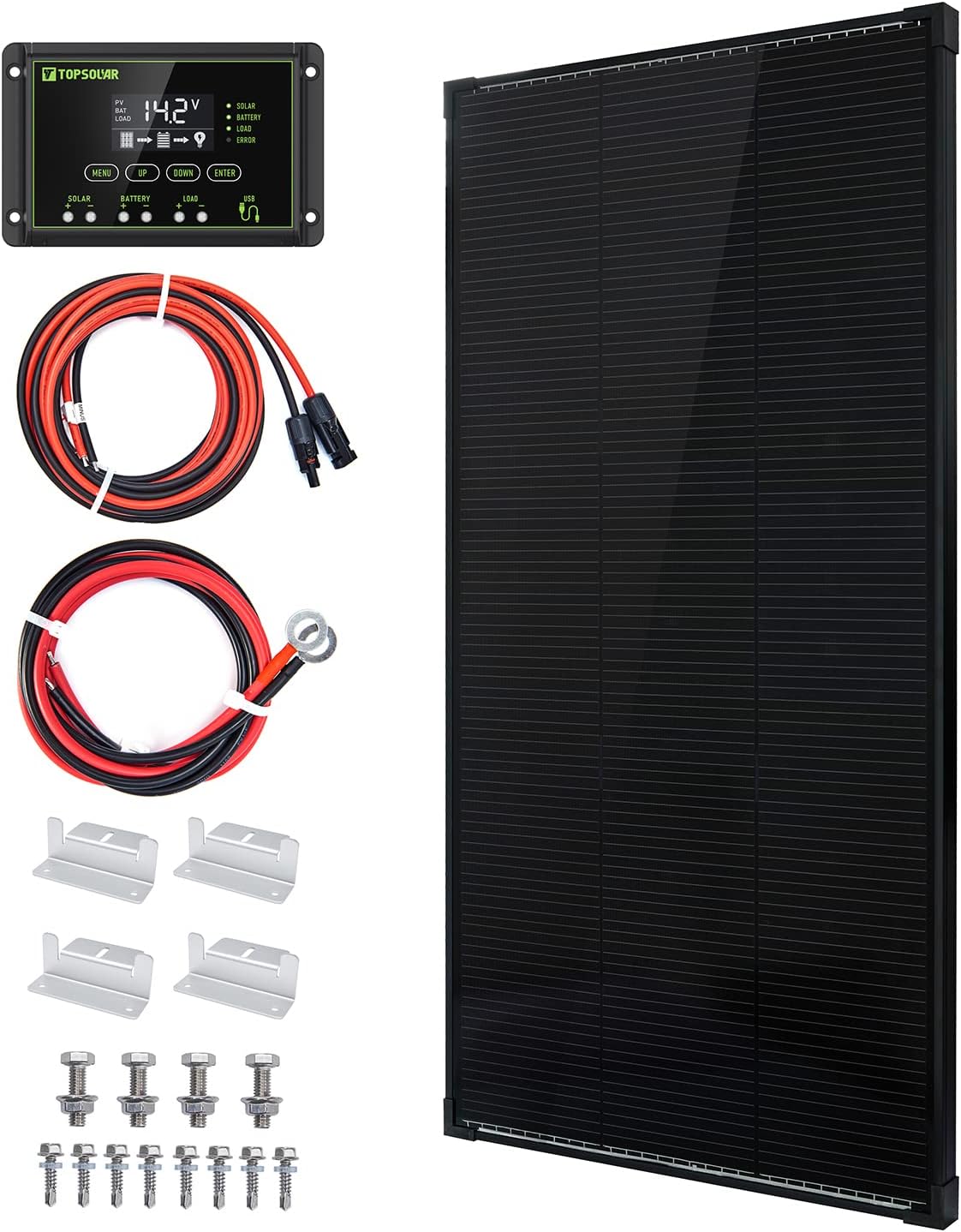 100 Watt 12 Volt Monocrystalline Solar Panel Kit with 20A Charge Controller Y472
