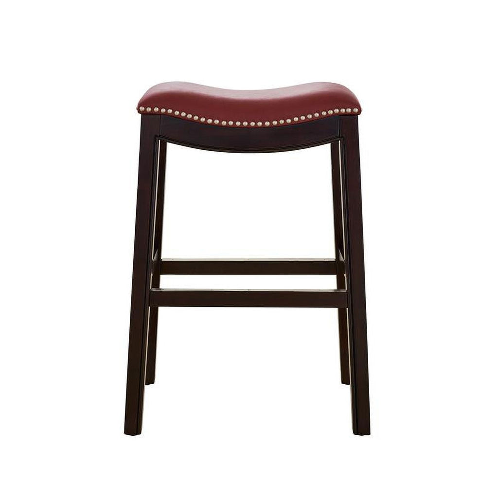 2 Piece Faux Leather Counter Height Barstool Set in Red M97816