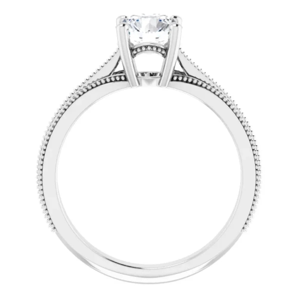 1 Ct Round Diamond Engagement Ring 14k White Gold N1251