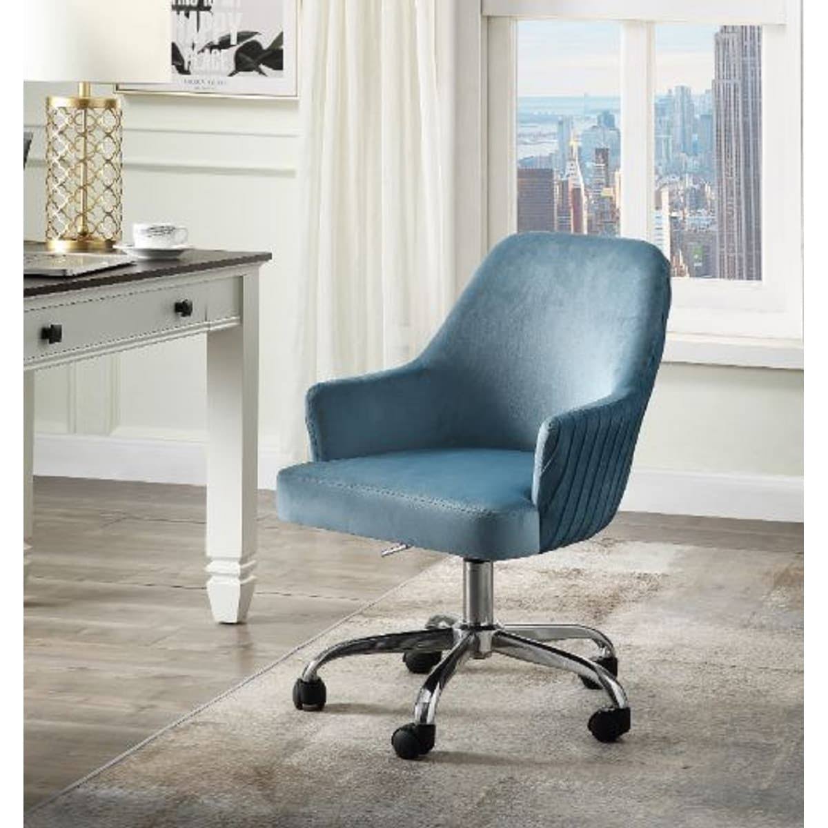 Blue Velvet Adjustable Swivel Office Chair G278
