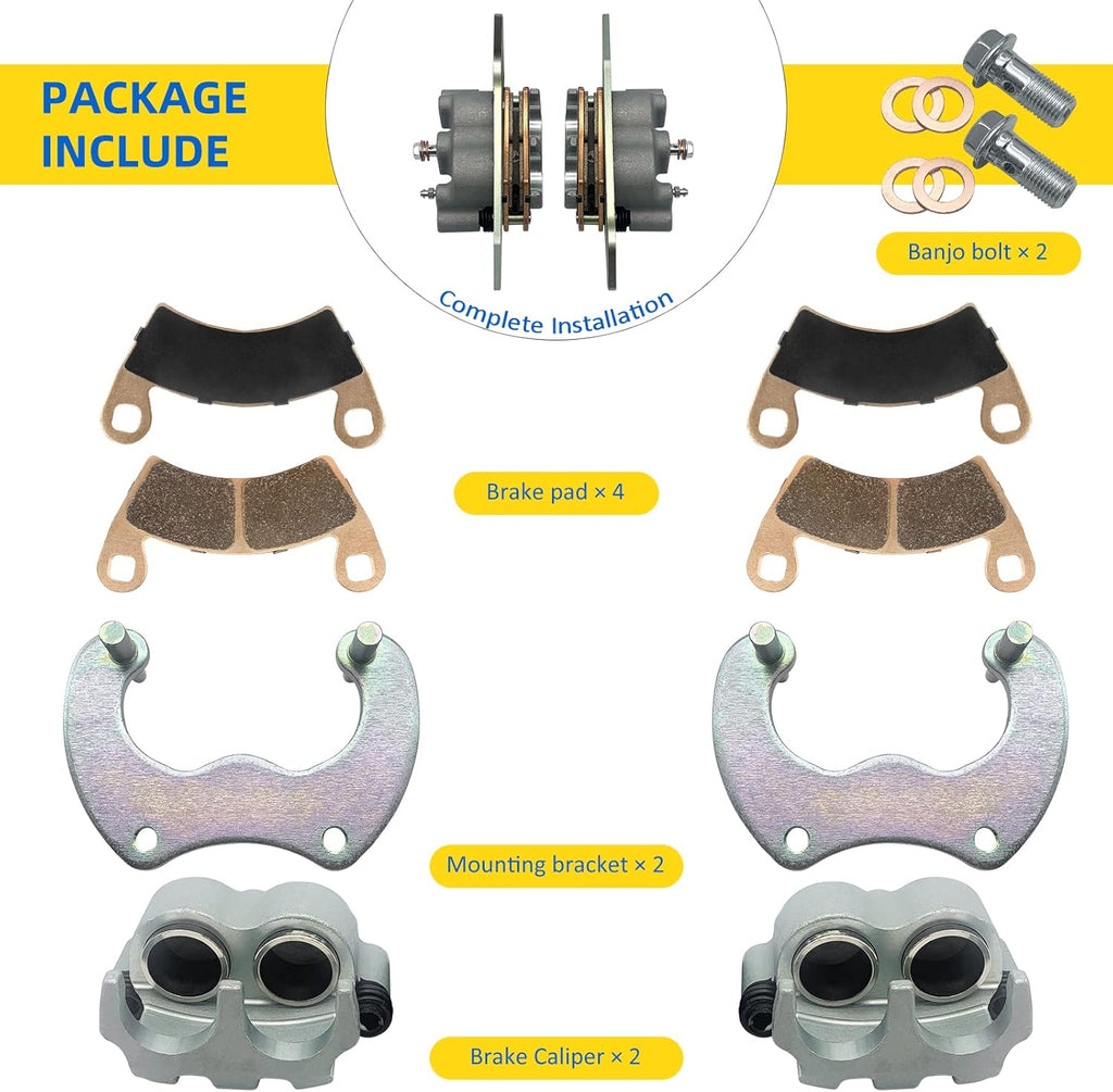 Left & Right Rear Brake Calipers & Pads Sintered for Polaris RZR XP 1000 RS1 Ranger-Crew-900 K749
