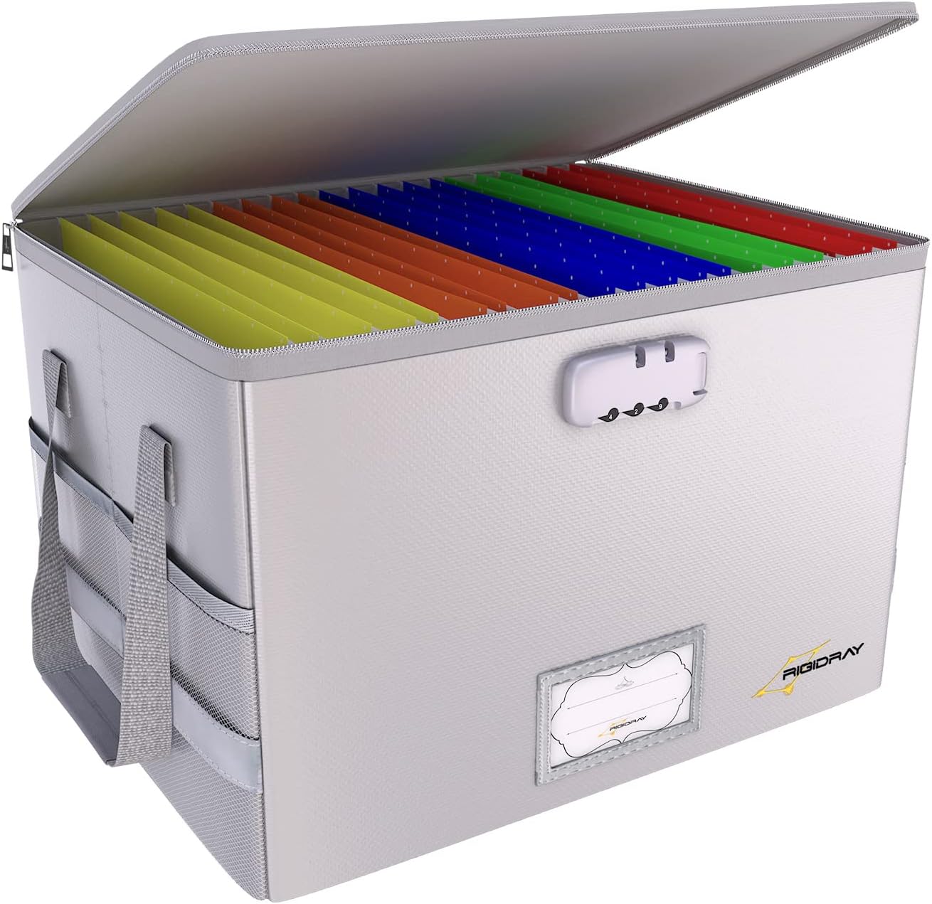 Silver Fireproof Waterproof File Organizer Box with Lock Y2744