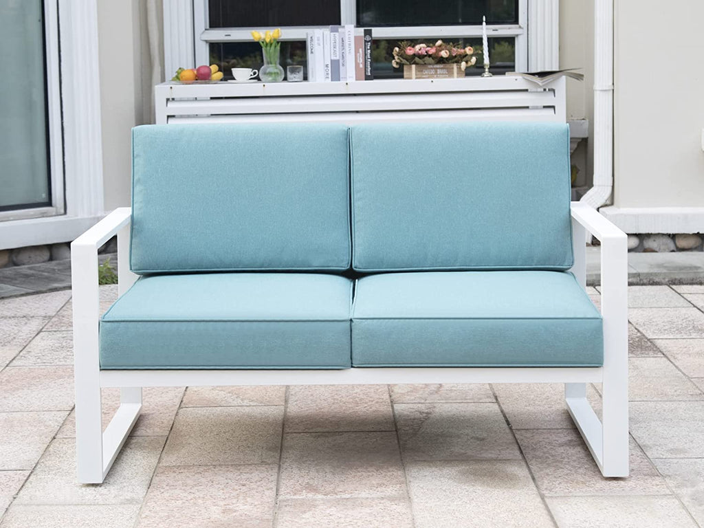 Grey 8 Piece Aluminum Outdoor Sectional Sofa with Ottomans and Coffee Table P96840