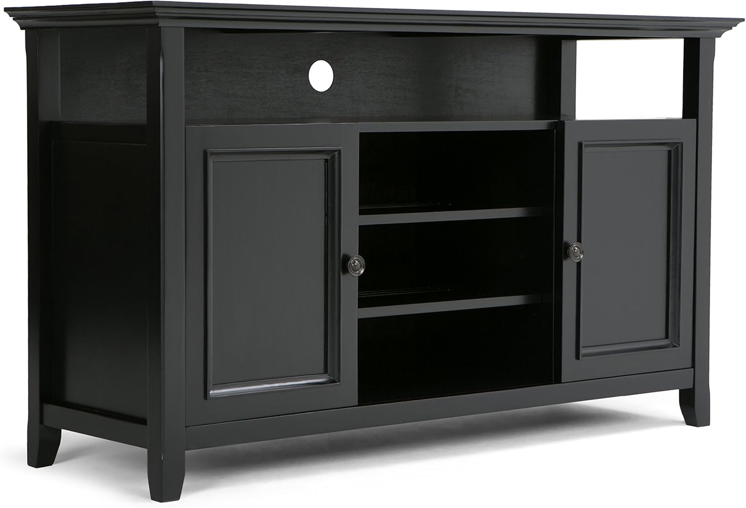 Solid Wood TV Media Stand with Storage Cabinet and Shelves J628830