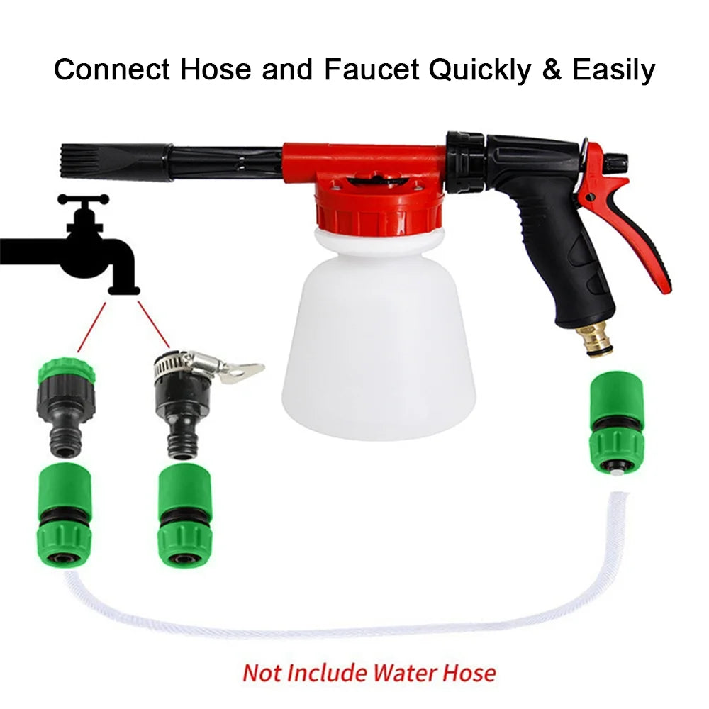 Car Wash Foam Sprayer Nozzle Kit with 1 Liter Bottle Universal Connectors P189