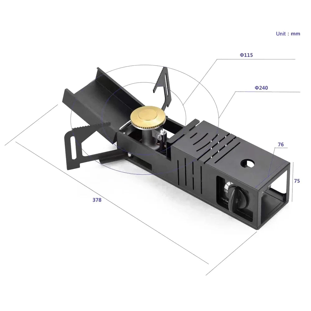 Portable Folding Butane Camping Stove with Piezoelectric Ignition Z34919