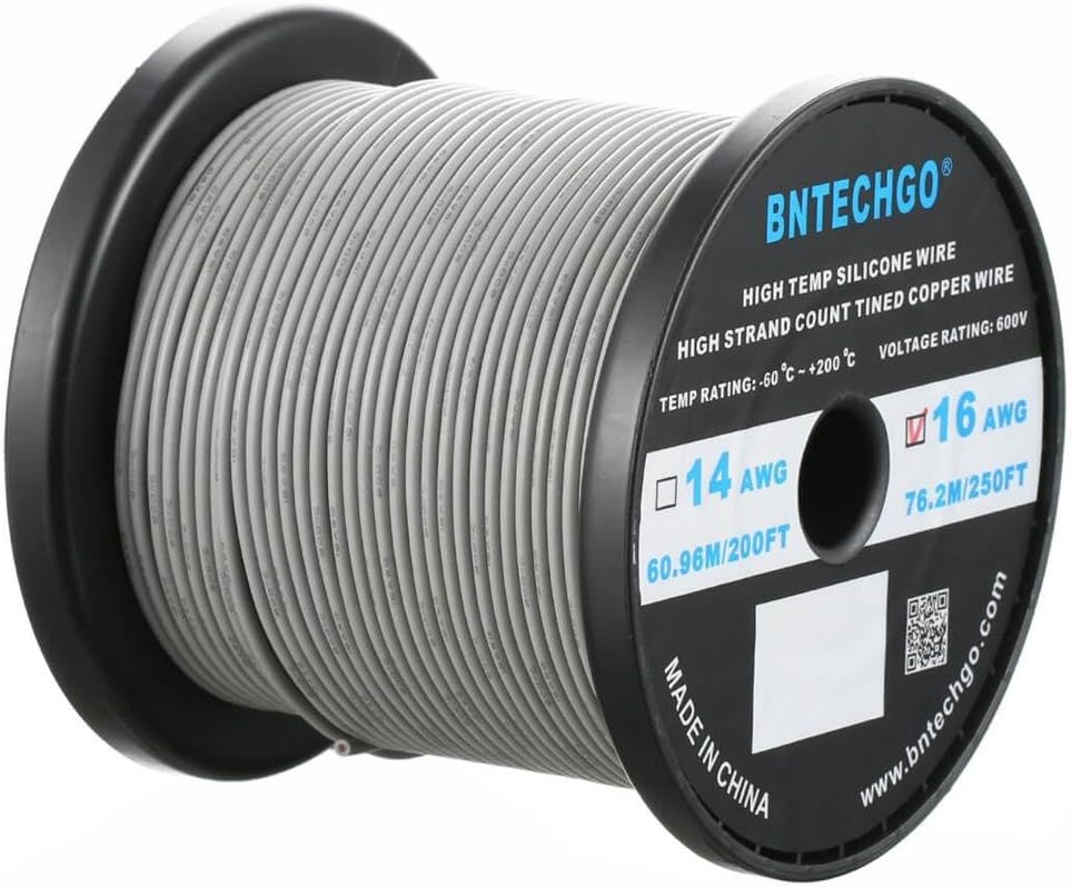 16 Gauge Silicone Wire Spool 500 ft Black Flexible 16 AWG Stranded Tinned Copper Wire Q87349
