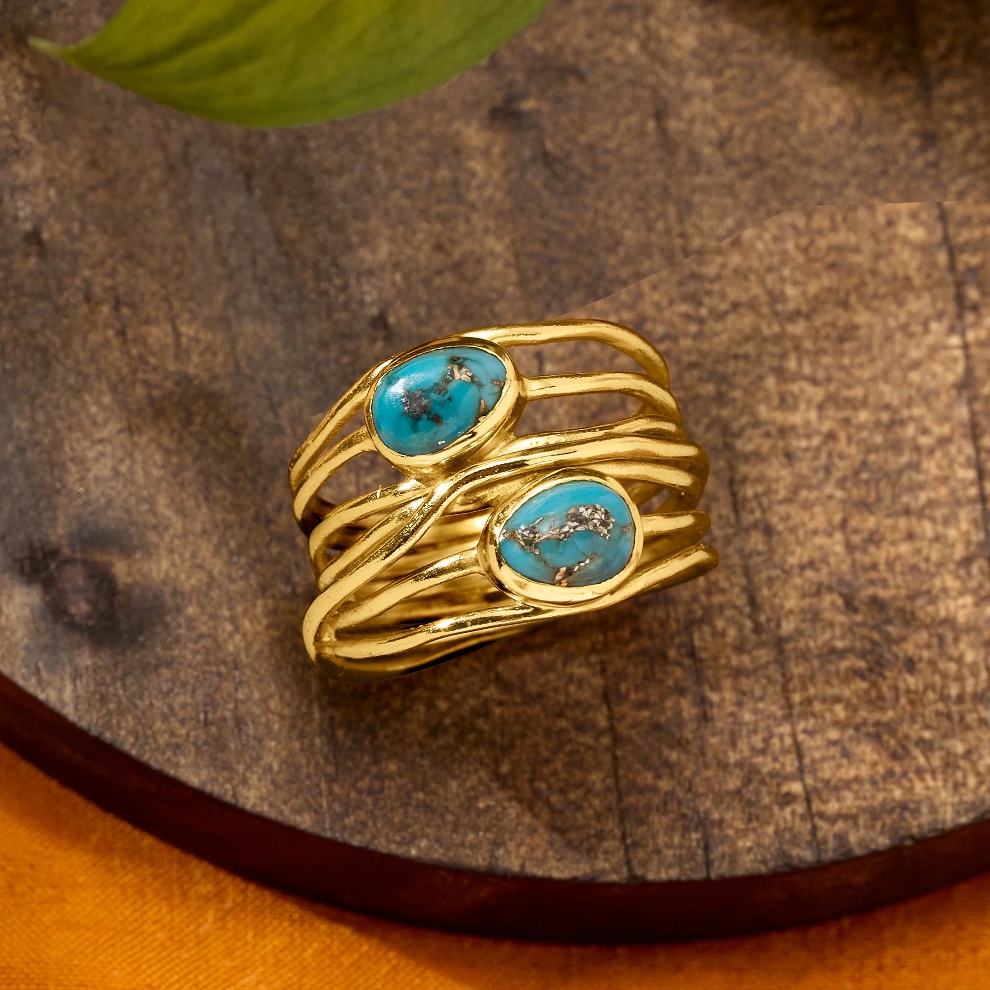 Turquoise Highway Ring in 18kt Gold Over Sterling M97599
