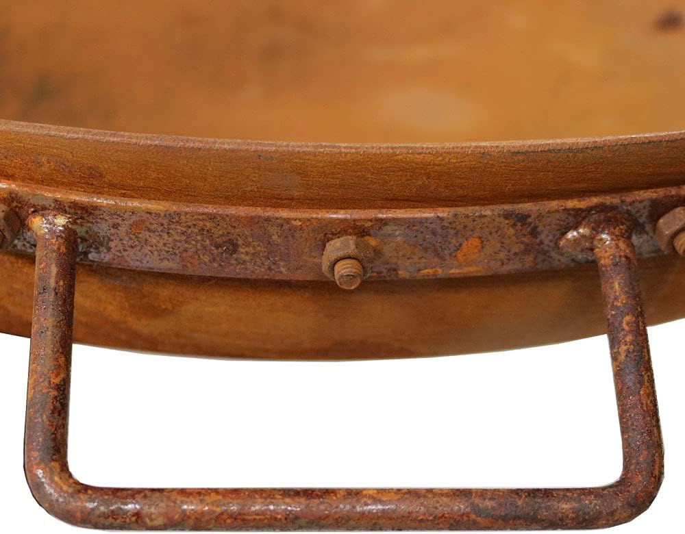Rustic Cast Iron Fire Pit Bowl with Handles, 24-Inch Diameter D9035