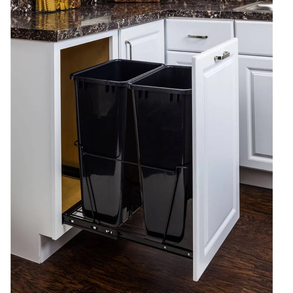Double Pullout Waste Container System, Black - 50 quart Q62175