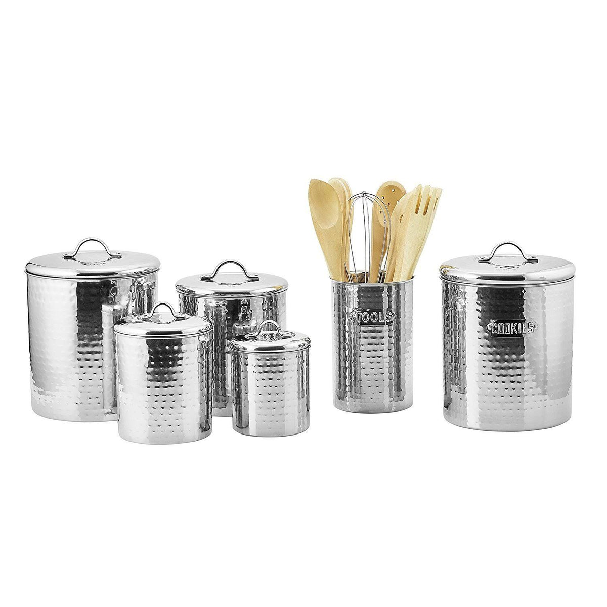 4 Piece Hammered Stainless Steel Canister Set X430