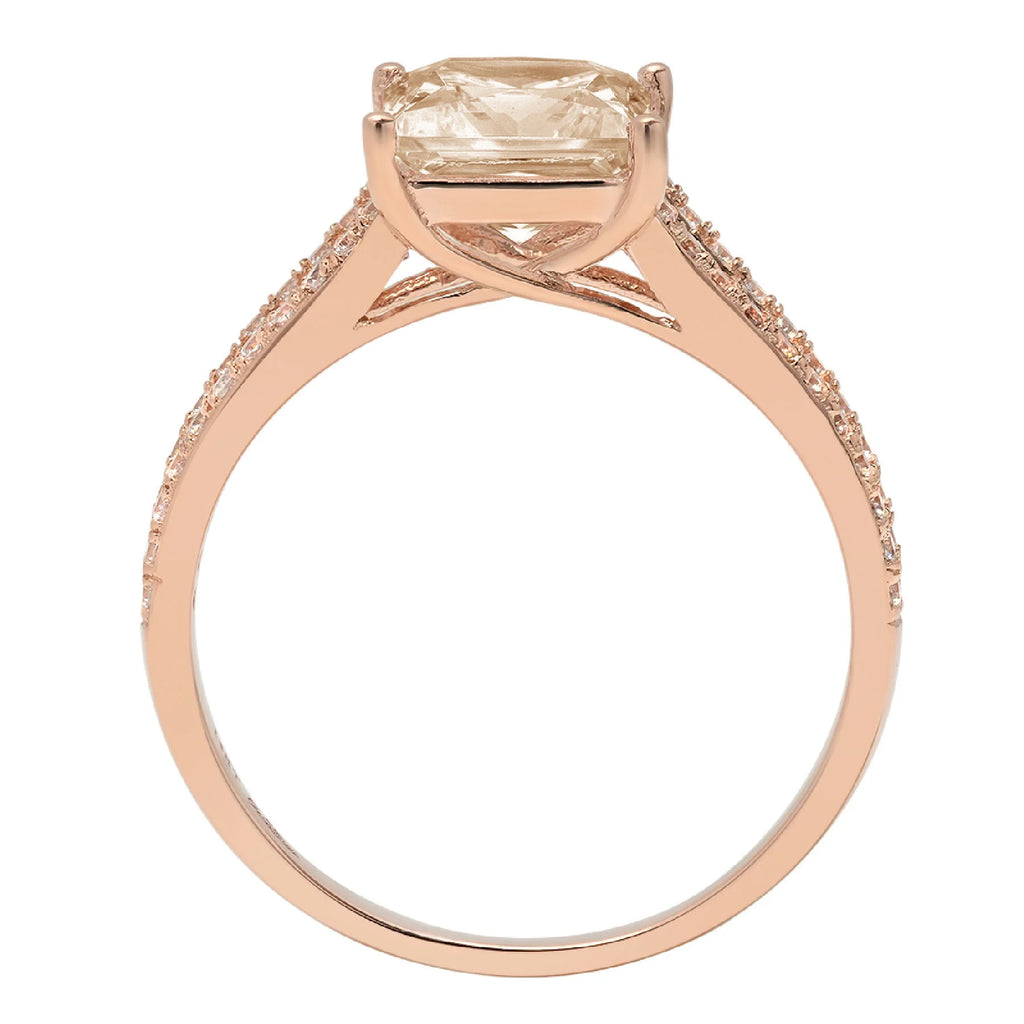 18k Pink Rose Gold Princess Cut Simulated Diamond Ring F967201