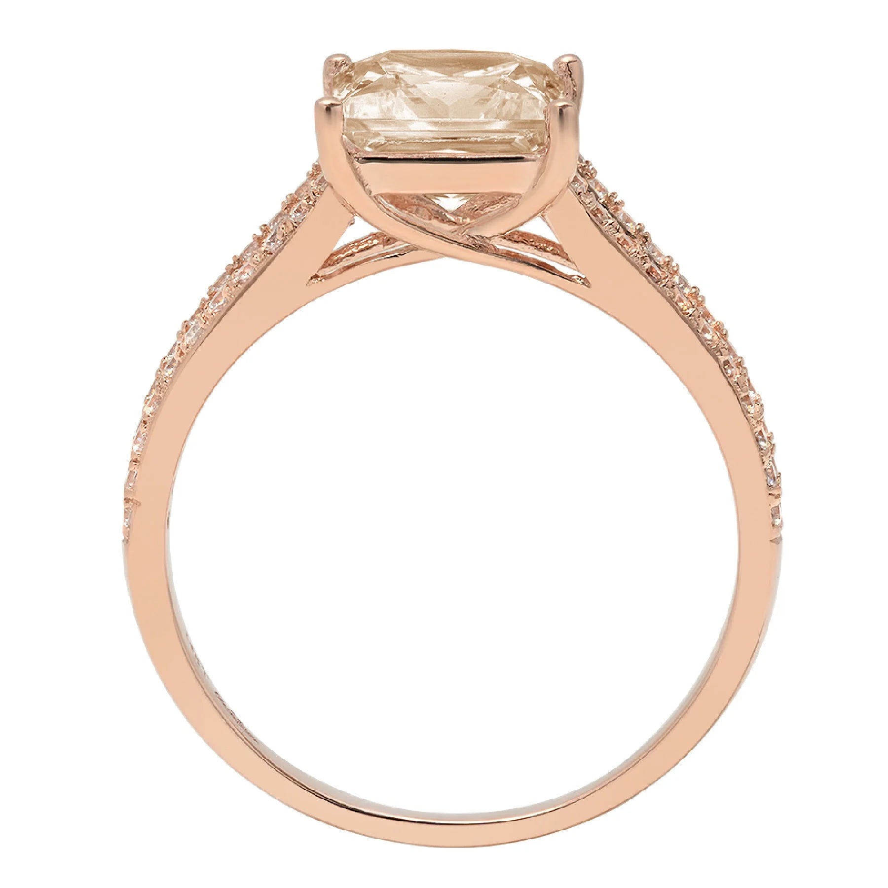 18k Pink Rose Gold Princess Cut Simulated Diamond Ring F967201