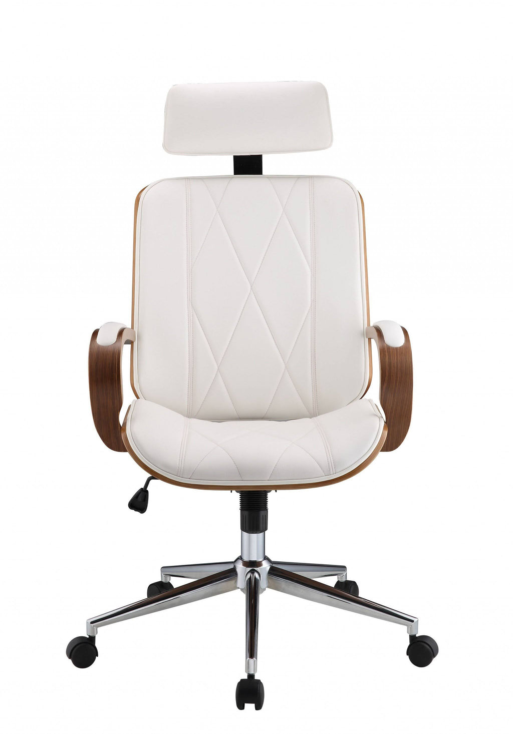 White Leatherette and Walnut Office Chair T409