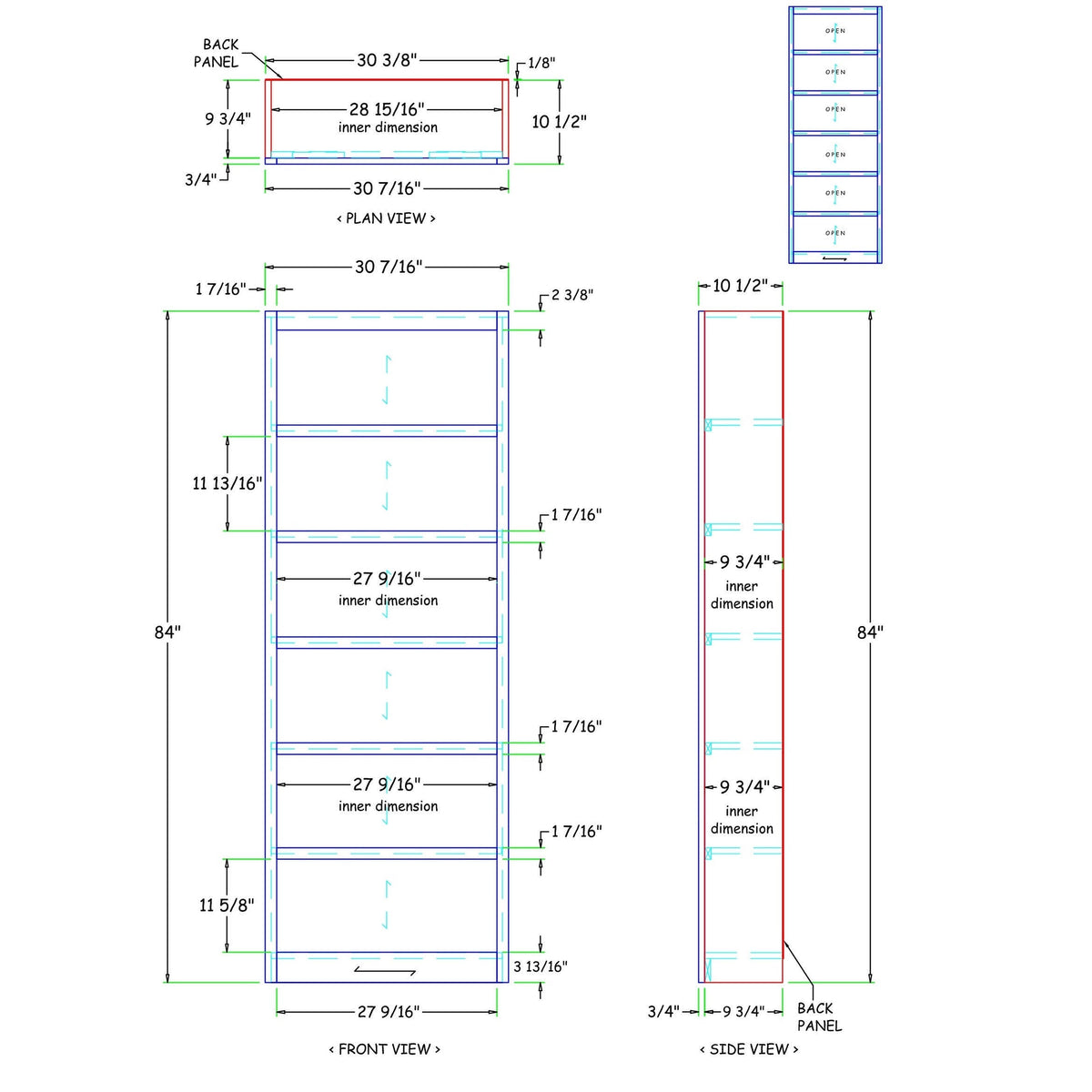 Cherry 6 Shelves Bookcase Q52845