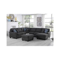 Dark Gray Linen 7Pc Modular Sectional Sofa Chaise and Ottoman I78123
