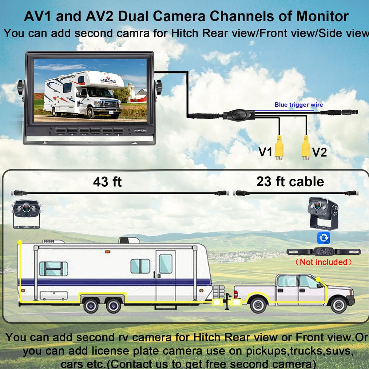 7 Inch LCD Monitor HD Backup Camera Kit with IR Night Vision R254723