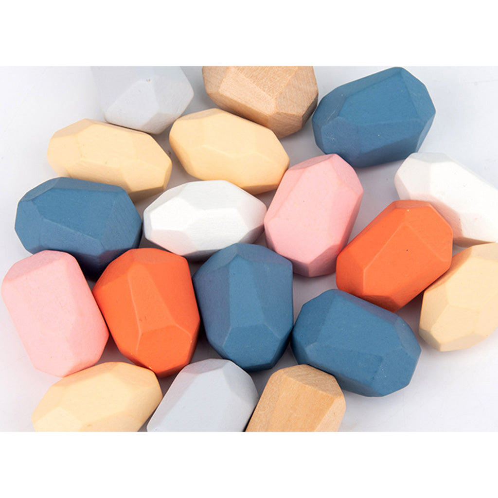 36 Pcs Wooden Colored Stone Stacking Game Building Block G138381