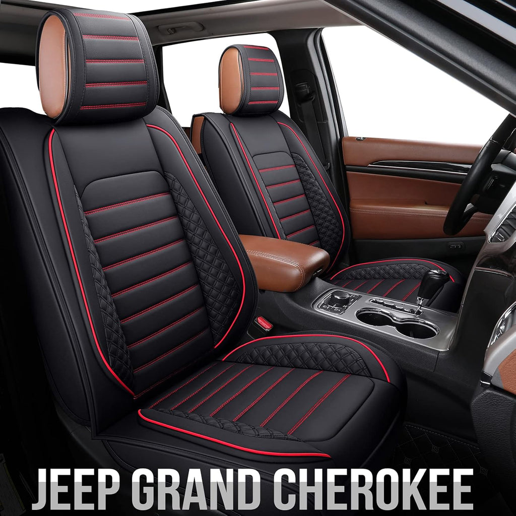 Waterproof Faux Leather Front Seat Covers (2 PCS Front/Black-Blue) M7398