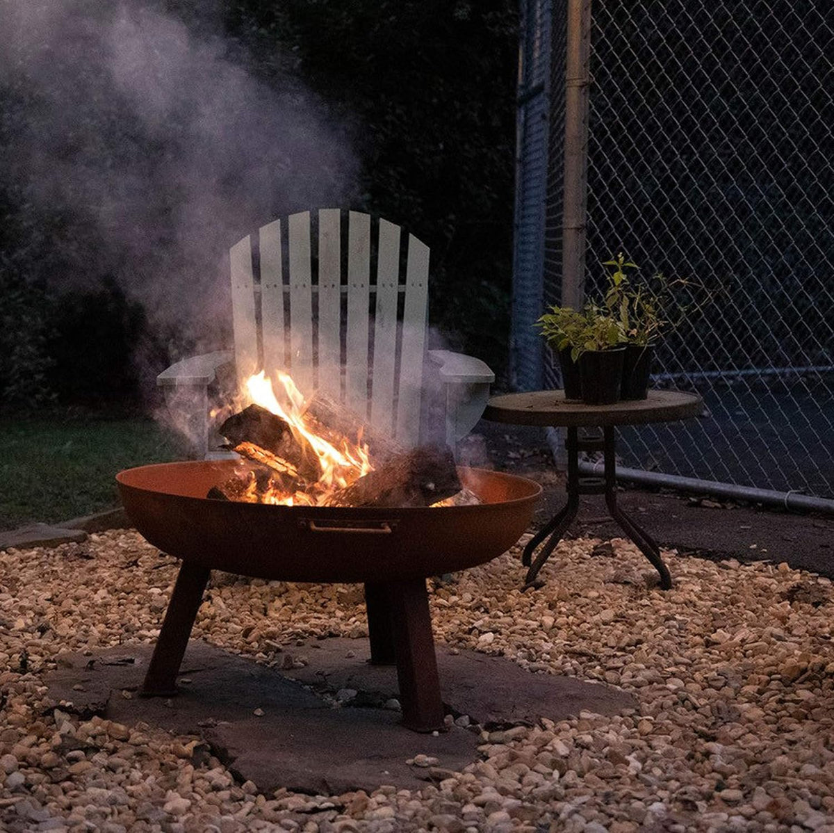 Rustic Cast Iron Fire Pit Bowl with Handles, 24-Inch Diameter D9035