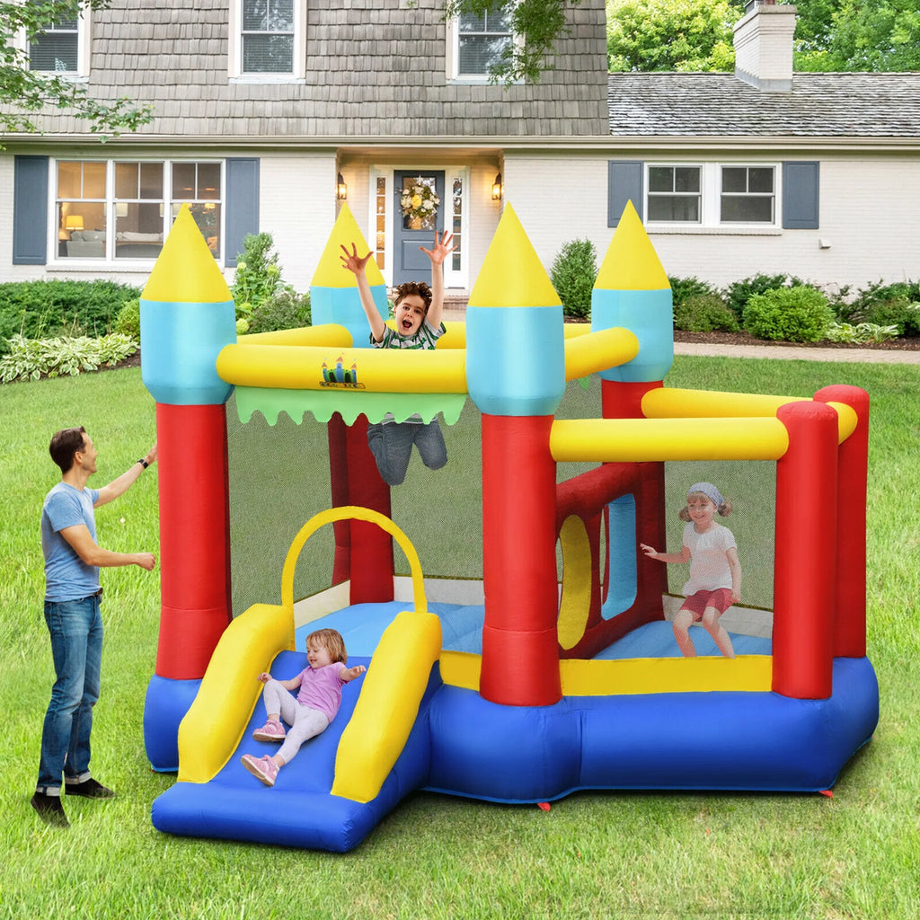 Inflatable Bounce House Slide with Tunnels Ball Pit & 480W Blower S159829