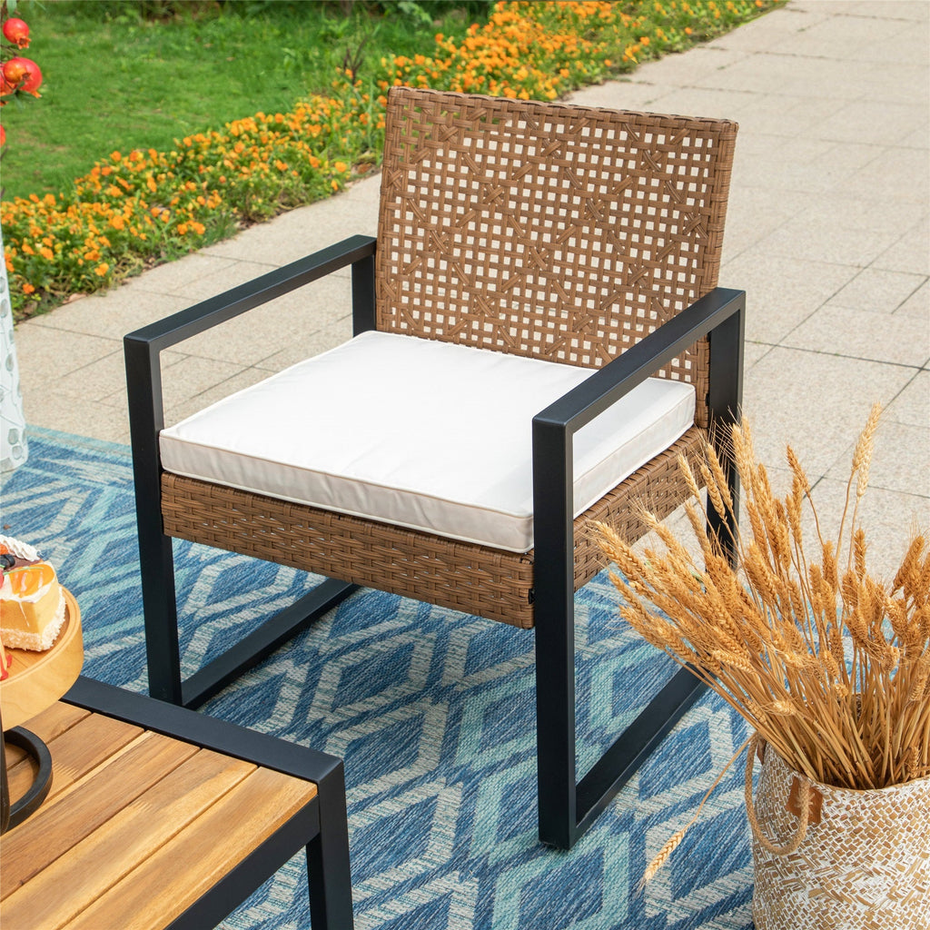 4-Piece Outdoor Conversation Set, All Weather Wicker & Steel Frame, Yellow & Black R355687
