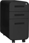 3-Drawer Mobile File Cabinet Black Grey F6467