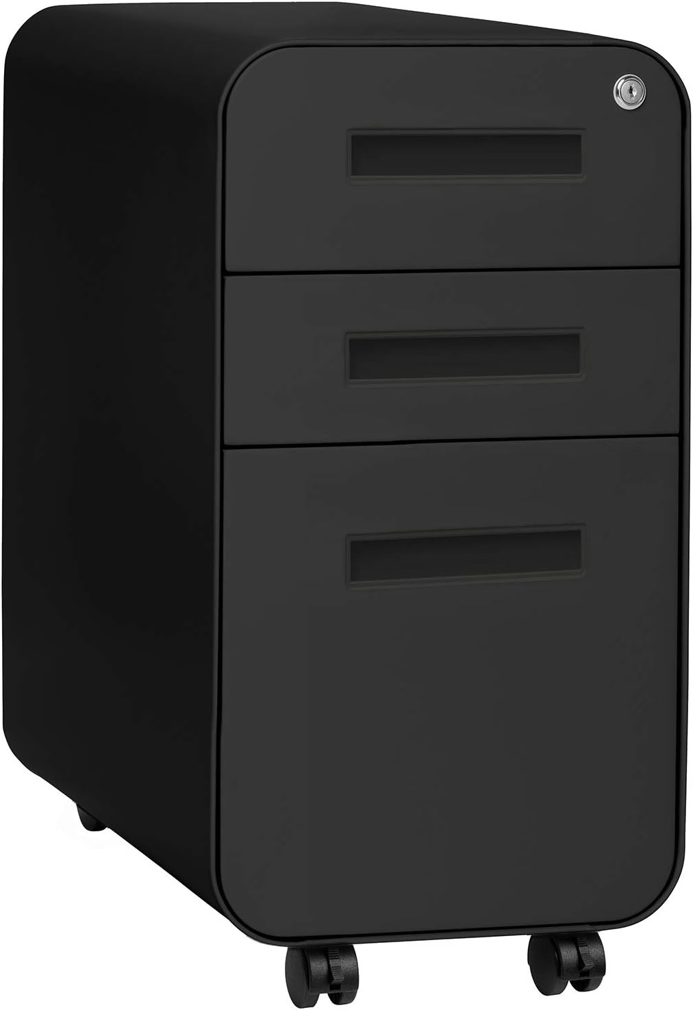 3-Drawer Mobile File Cabinet Black Grey F6467