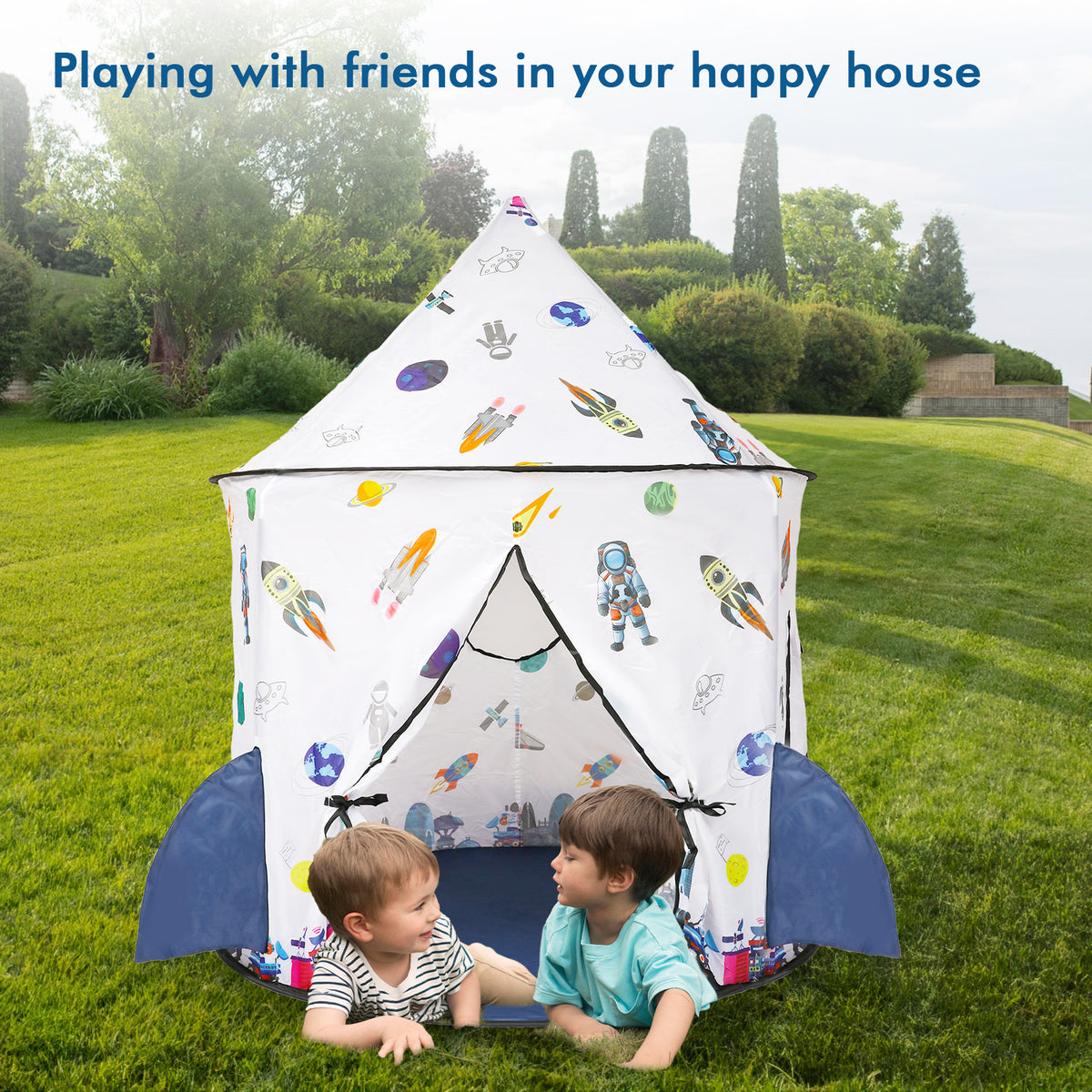 Kids Tent Rocket Ship Toy Foldable Space Themed Indoor Outdoor Large Play Tent A3708