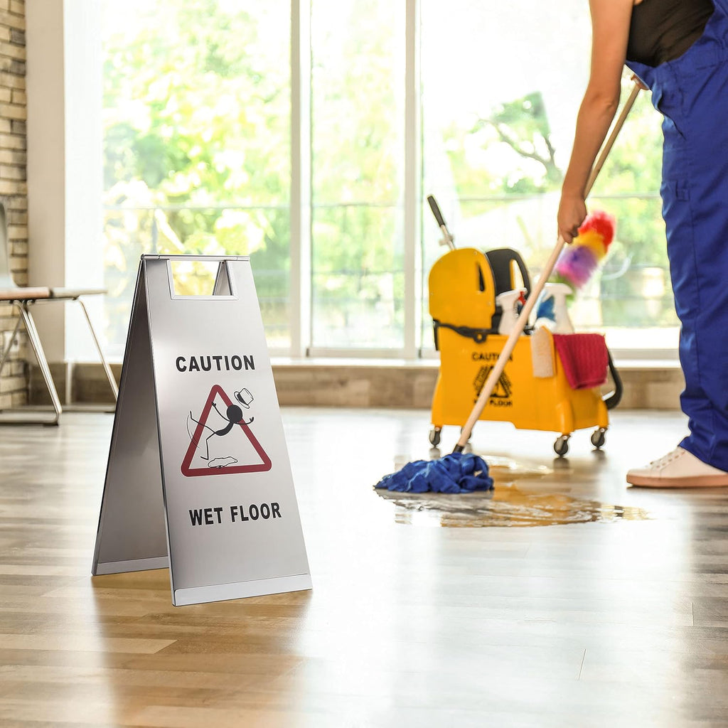 Stainless Steel Wet Floor Caution Sign Z542